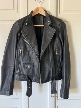 Mango Black Leather Biker Jacket